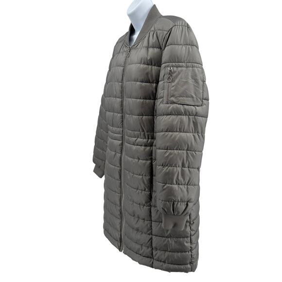 Kenneth Cole Jacket NY Quilted Puffer  WMNS L Gray Long Coat Full Zip Winterwear - Picture 6 of 10